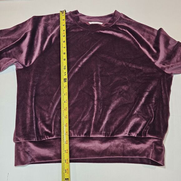 Victorias Secret Velour Lounge Set Purple Ribbed Crewneck Jogger TOP M/PANTS S - Picture 13 of 16